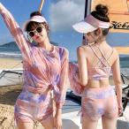 水着 レディース 体型カバー フィットネス 3点セット 長袖ラッシュガード 大きいサイズ 20代 30代 40代 50代 人気 ママ水着