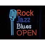 ネオンサイン オープン ROCK JAZZ BLUES OPEN ネオン管 ネオンライト 店舗照明 ガレージ アメリカン雑貨