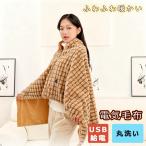 電気毛布 掛け敷き兼用 USB給電 ウェアラブル ダニ退治 モバイルバッテリー付き 3段階温度 両用 厚手 肩掛け 肌触りがいい シングル 寒さ対策速暖 掛け敷き