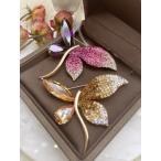 高級贅沢水晶紫色ブローチ女黄色トン...