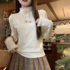 ポンポン秋冬ハイネック切り替えしト...