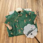  платье в китайском стиле золотая рыбка retro зеленый зеленый большой размер короткий рукав 