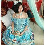 ロリータ服サーカスプリント柄肩出し...