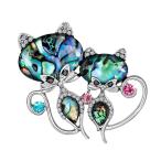 かわいい漫画ダブルキャットブローチ...