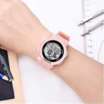 子供用防水腕時計、デジタルウォッチ7色バックライト付き(ピンク)