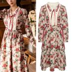 ガーリーリボン花柄フラワーブラウス薔薇