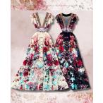 【S-2XL】大きいサイズ 海外セレブ 花と共に舞うワンピースF152