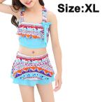 女の子花柄印刷入浴服スーツフリル羽...