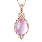 ヴィンテージホットシルバー梨ローズクォーツ宝石誕生石結婚婚約ペンダントネックレスジュエリー