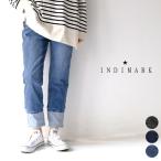 INDIMARK インディマーク (一部メーカー取り寄せ) 裾切り替えストレッチ ボーイフレンドパンツ WJ005 ボトムス ウエストゴム 伸びる デニム