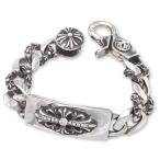 【CHRONO　クロノ　オリジナル　カスタム　ブレスレット】クロムハーツ　フローラルIDブレスレット　パヴェダイヤモンド　石入れ加工