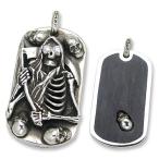 2 Sided Wood w/Small Skull Inlaid/Grim Reaper w/Small Skulls Dog Tag w/Stone(2サイドウッドw/スカルインレイド/グリムリーパードッグタグw/ストーン)