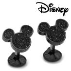 カフス カフスボタン Disny ディズニーStainless Steel Black Pave Crystal Mickey Mouse Cufflinks ミッキー ブラック クリスタル DN-MCRYST-BK