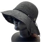 ラフィアハット ブラック 帽子 ストローハット ベルハット つば広 リーフ シンプル バケハ バケットハット ナチュラル 麦わら帽子 天然素材