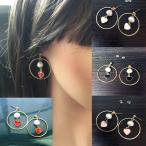 Yahoo! Yahoo!ショッピング(ヤフー ショッピング)ピアス ハート パール フープ サークル レッド ピンク ホワイト ブラック 両耳用 アクセサリー レディース ジュエリー かわいい スタッドピアス フープピアス