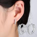 Yahoo! Yahoo!ショッピング(ヤフー ショッピング)ピアス レディース シルバー 925 フープピアス クリスタル ビジュー ジュエリー ユニセックス リング型 丸型 カット 中折れ アクセサリー