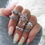 Yahoo! Yahoo!ショッピング(ヤフー ショッピング)リング 指輪 レディース 7個セット セットリング アクセサリー アンティーク 象 貝 ヒマワリ ストーン シルバー ゴールド 三日月 ジュエリー アクセ