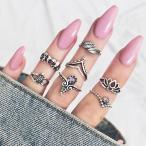 Yahoo! Yahoo!ショッピング(ヤフー ショッピング)リング 指輪 レディース 7個セット セットリング アクセサリー シルバー 蓮 亀 リーフ 象 花 ストーン ジュエリー アクセ V字 ユニセックス