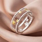  кольцо кольцо Gold Star Gold широкий ...2 полосный звезда Star аксессуары симпатичный серебряный женский 
