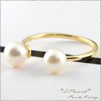 リング パール フォークリング 10金 指輪 レディース  k10 ピンキーリング  10k イエローゴールドk10 華奢 6月誕生石  ホワイトデー