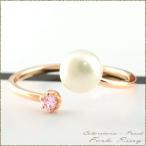 Yahoo! Yahoo!ショッピング(ヤフー ショッピング)10金 リング レディース ピンクサファイア パール サファイア フォークリング ピンキーリング k10 ゴールドリング ピンクゴールドk10 華奢 指輪 クリスマス