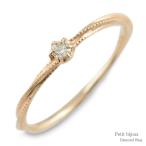 リング レディース 10金 ダイヤモンド k10 ピンクゴールドk10 一粒 ダイヤ 華奢 重ねつけ 10k ミルウチ 指輪  クリスマス