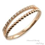 リング レディース 10金 指輪 ダイヤモンド  ピンクゴールドk10 k10 二連風 ハーフエタニティゴールド 10k 重ねづけ 華奢  クリスマス