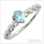 リング レディース 18金 指輪 ダイヤモンド ブルートパーズ k18 ピンキーリング 大粒 ホワイ ...