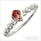 指輪 レディース k10 ダイヤモンド リング ガーネット ペアシェイプカット ピンキーリング 大粒 ...