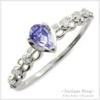 18金 リング レディース k18 ダイヤモンド 指輪 タンザナイト ペアシェイプカット ピンキーリ ...