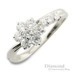 k10 指輪 ダイヤモンド リング 10周年 記念 ホワイトゴールドk10 フラワー 10粒 花 10k 10石 10金 重ねづ テンダイヤモンド  クリスマス