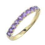 リング レディース k10 アメジスト 指輪 イエローゴールドk10 エタニティリング ハーフエタニティ 10K 10金 重ねづけ 華奢 ゴールド 2月誕生石 天然石