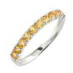 レディース リング k10 シトリン 指輪 ホワイトゴールドk10 エタニティリング ハーフエタニティ 10K 10金 重ねづけ 華奢 ゴールド 11月誕生石 天然石