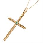 クロス ネックレス k18 ハワイアンジュエリー 18k 18金 ピンクゴールドk18 エメラルド ハワイアン クロスネックレス レディース 人気  クリスマス