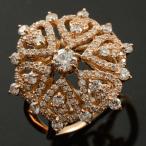 18金 ダイヤモンド 指輪 リング ダイヤモンドリング ピンクゴールドk18 1.0ct レース 18k k18 花 フラワー  クリスマス