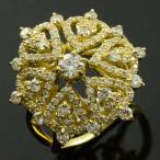 18金 指輪 レディース ダイヤモンド ダイヤモンドリング イエローゴールドk18 1.0ct アンティーク レース 18k k18 花 フラワー ダイヤ  クリスマス