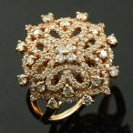 リング レディース 18金 指輪 ダイヤモンド ダイヤモンドリング ピンクゴールドk18 1.0ct レース 18k k18 花 フラワー  クリスマス