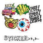 ステッカー シール 防水 耐水 車 カー スマホ ノートパソコン タブレット HAPPY BANG 目玉 ZOMBIE ゾンビ ぶた かっこいい かわいい おしゃれ