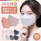 ショッピング布 マスク 血色カラー 不織布 立体 50枚 男女兼用 大人用 3D立体加工 高密度フィルター韓国マスク