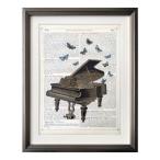 マリオン マコネギー インテリア アートフレーム 壁掛け 額付き Marion McConaghie Piano＆Butterflies