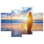 キャンバスアート 写真 アート Bello Canvas Art Surfboard on the beach at sunset (4枚セット) 美工社 IPT-61747