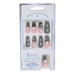  cosme смешанные товары искусственные ногти длинный квадратный тип BLACK PINKka Mio Japan нейл-арт накладные ногти 