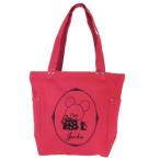 ショッピング水玉 くまのがっこう 絵本キャラクター 手提げかばん ウォッシュキャンバストートバッグ 水玉 バーガンディー