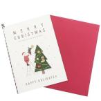 クリスマスカード Xmas サンタとツリー ウッドパーツカード
