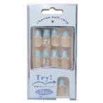  cosme смешанные товары искусственные ногти длинный квадратный тип LIGHT BLUE FRENCHka Mio Japan 