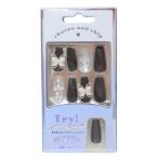  cosme смешанные товары искусственные ногти длинный квадратный тип BLACK BUTTERFLY