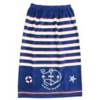 ショッピングラップタオル ラップタオル サンハート 80丈マキタオル 80cm丈巻き巻きタオル ネイビーマリンボーダー 丸眞