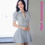 【PREMIUM】【最高級★LUXURY STYLE】【全3色】パフ袖フレアミニワンピース　アイボリー スカイブルー ブラック S/M【250924op5】( nani)(250924)
