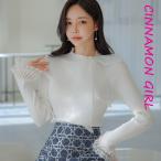 ショッピングLuxury 【PREMIUM】【最高級★LUXURY STYLE】【全2色】リボンフリルカットソー　アイボリー ブラック【260202top3】(nani)(260203)