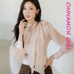 ショッピングLuxury 【PREMIUM】【最高級★LUXURY STYLE】【全2色】シフォンスリット長袖ブラウス　ライトピンク ミント S/M【chiffon-j25110603top】( mja )(251111)